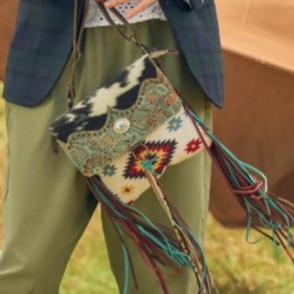 Myra "Fluttering Vines" Leather & Hair-on Bag